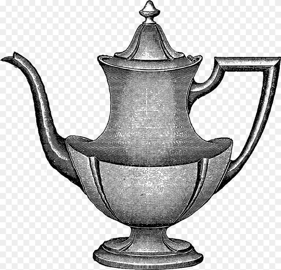 Coffee Pot Clip Art Vintage Silver Teapot, Pottery, Silhouette, Person Png Image