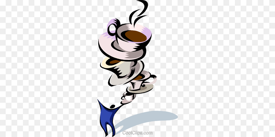 Coffee Shopwaiter Balancing Coffee Cups Royalty Vector Clip, Cup, Art, Beverage, Coffee Cup Png Image