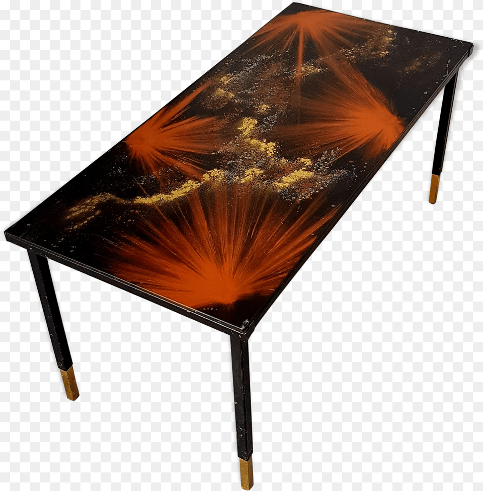 Coffee Table Brass Metal Lacquered Black Glass Top Coffee Table, Coffee Table, Furniture, Tabletop Free Transparent Png