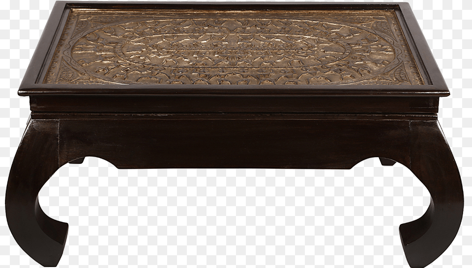 Coffee Table With Tribal Carved Design With Glass Top Coffee Table, Coffee Table, Furniture Free Png