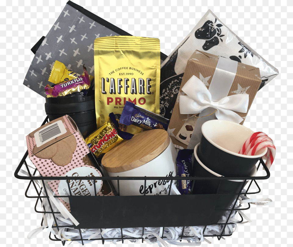 Coffee Theme Gift Basket Tattly, Food, Sweets, Cup Png Image
