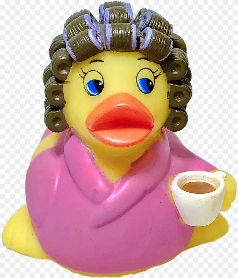 Coffee Time Rubber Duck American Black Duck, Figurine, Baby, Face, Head Png Image