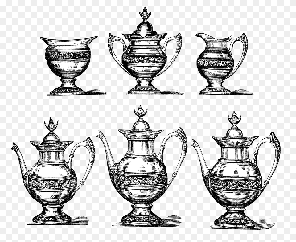 Coffee Vintage Teapot Coffeepot Coffee Pot Vintage Illustration Tea, Pottery, Silver, Jug, Jar Free Transparent Png