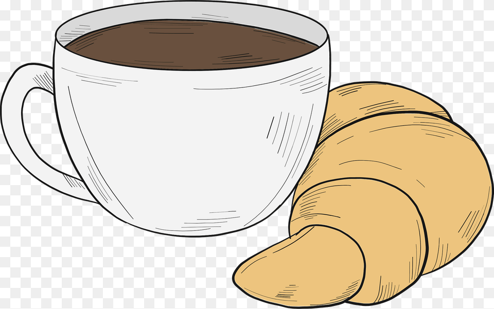 Coffee With Croissant Clipart, Food, Cup Free Png
