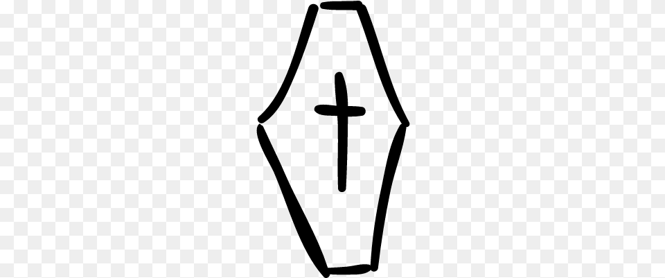 Coffin Hand Drawn Shape With A Cross Vector, Gray Free Png Download