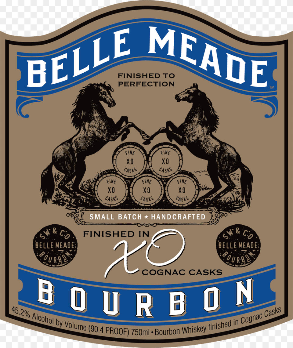 Cognaccask Label Belle Meade Bourbon Sherry Finish, Alcohol, Beer, Beverage, Horse Free Png