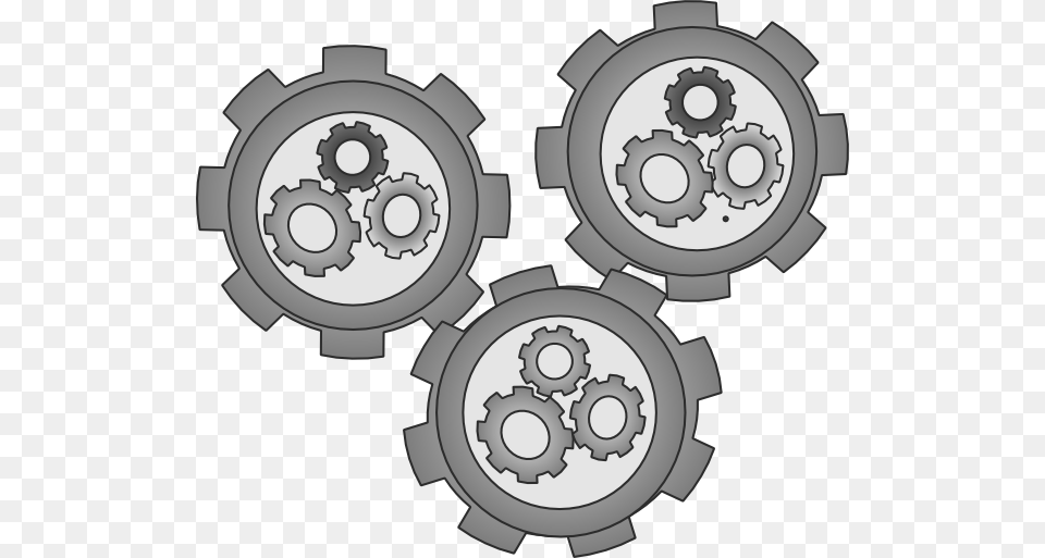 Cogs Meshed Simple Clip Art At Clker Machine Clipart, Wheel, Spoke, Gear, Coil Free Png Download