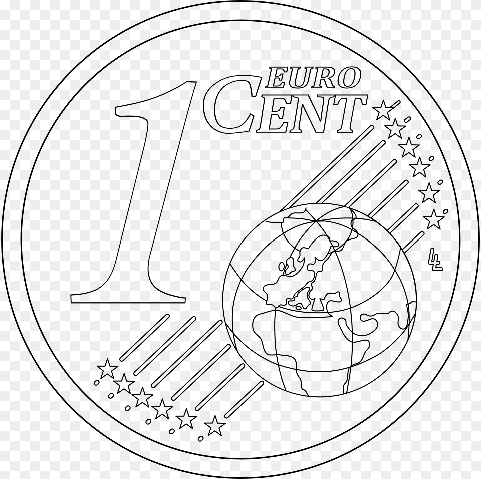 Coin 1 Euro Cent Transparent, Sphere, Money Free Png