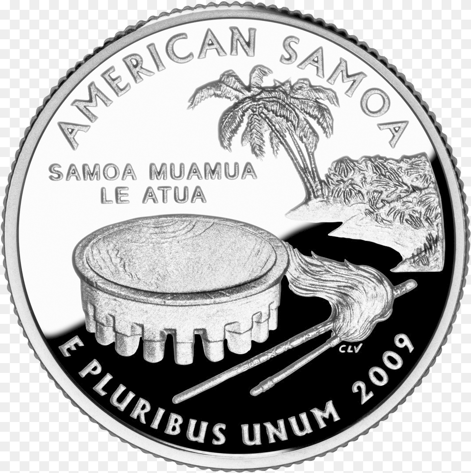 Coin Clipart Outline State Quarter American Samoa, Silver, Money, Nickel Png Image