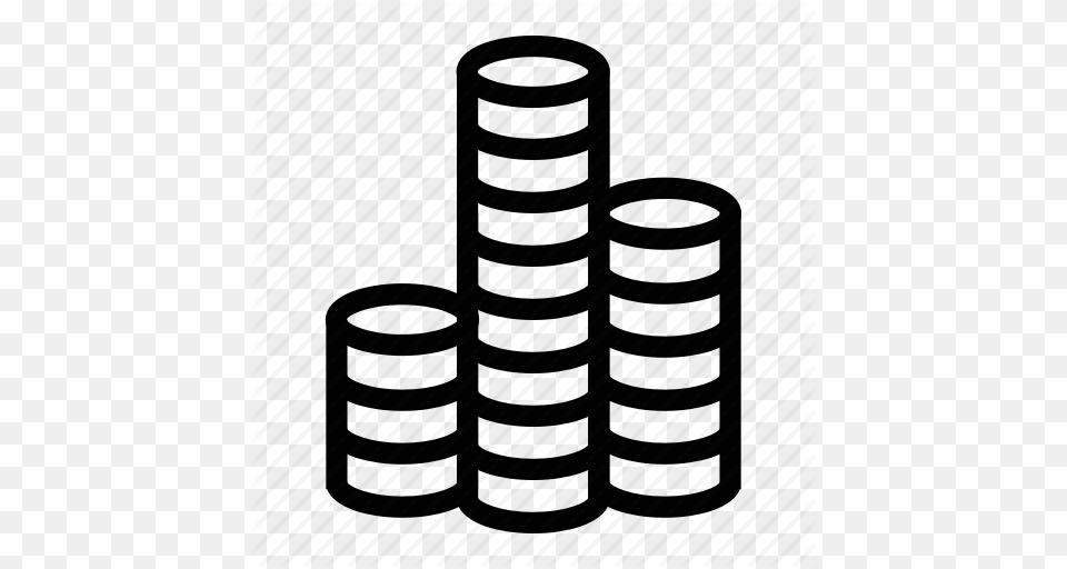 Coin Coins Gambling Chips Money Pile Stack Treasure Icon, Coil, Spiral Png Image