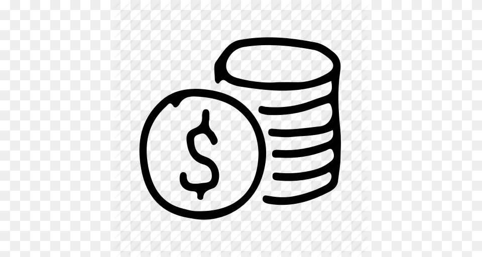 Coin Dollar Drawn Finance Hand Money Stack Icon, Barrel Free Png