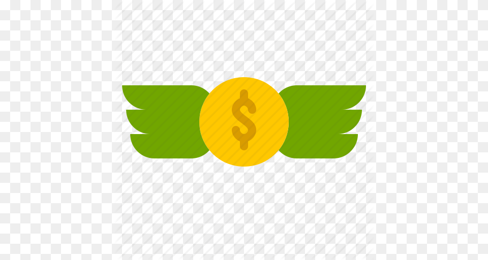 Coin Dollar Finance Fly Money Wings Icon, Leaf, Plant, Logo, Food Png Image