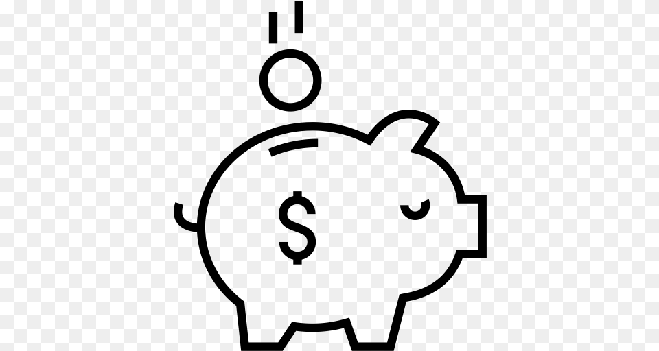 Coin Dropping Into A Piggy Bankdata Src Cdn Icon For Piggy Bank, Gray Free Png Download