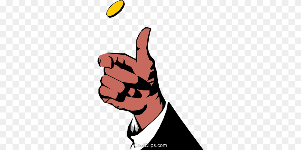 Coin Toss Royalty Vector Clip Art Illustration, Body Part, Finger, Hand, Person Png