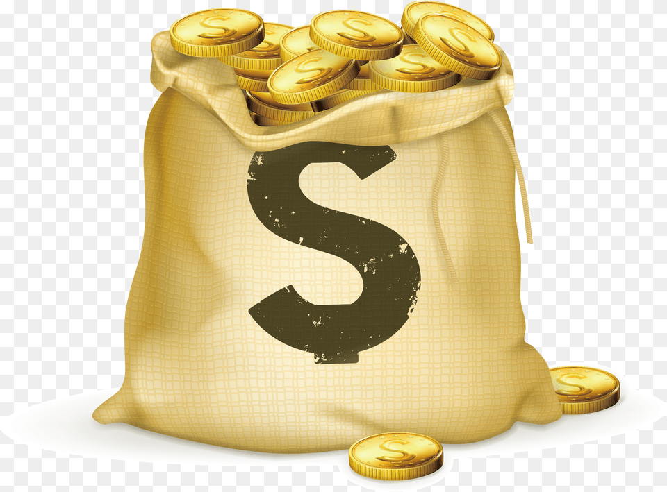 Coins Clipart Bag Full Money Bag Of Gold Gold Coin Bag, Sack, Text Png