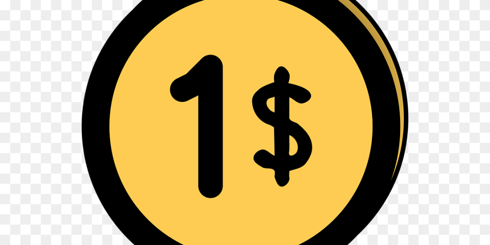 Coins Clipart Dollar Coin, Sign, Symbol, Road Sign, Text Free Transparent Png