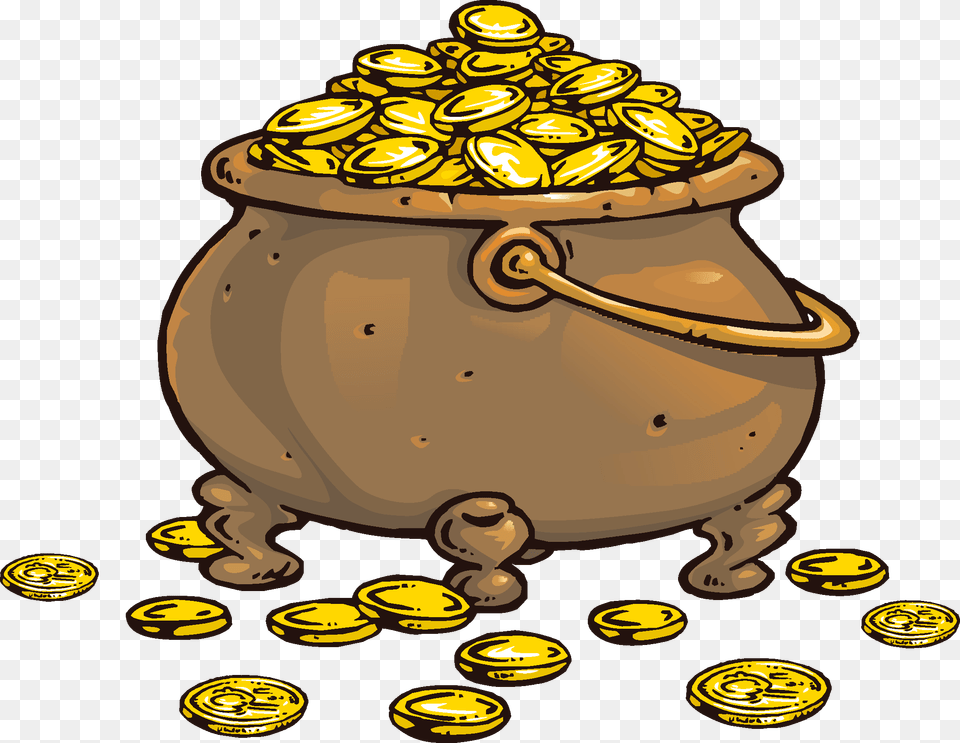 Coins Clipart Treasure Coin Gold Coin Treasure Gold Clipart, Jar, Bulldozer, Machine Png Image