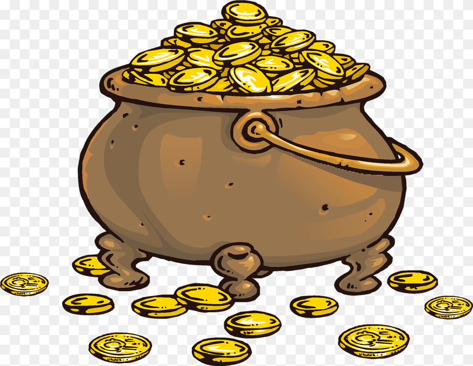 Coins Clipart Treasure Coin Transparent Gold Treasure Clipart, Jar, Pottery, Urn, Food Free Png Download