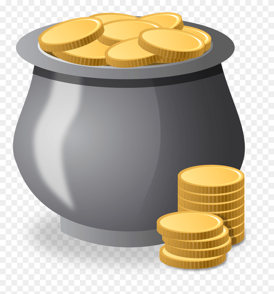Coins Gold Money Vector Graphic On Pixabay Pot Of Money, Tape, Barrel Free Transparent Png