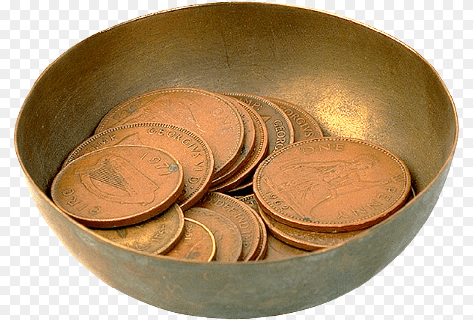 Coins Bowl With Coins, Bronze, Coin, Money Png Image