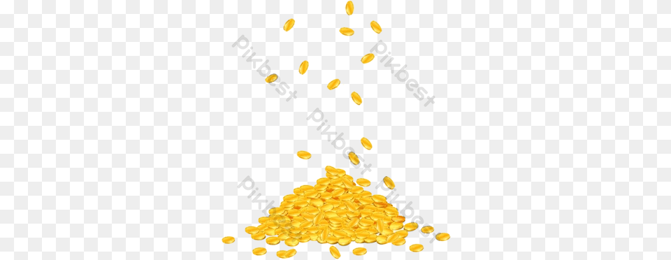 Coins Isolated Vector Graphic Element Gold Coin Falling, Food, Grain, Produce Free Png