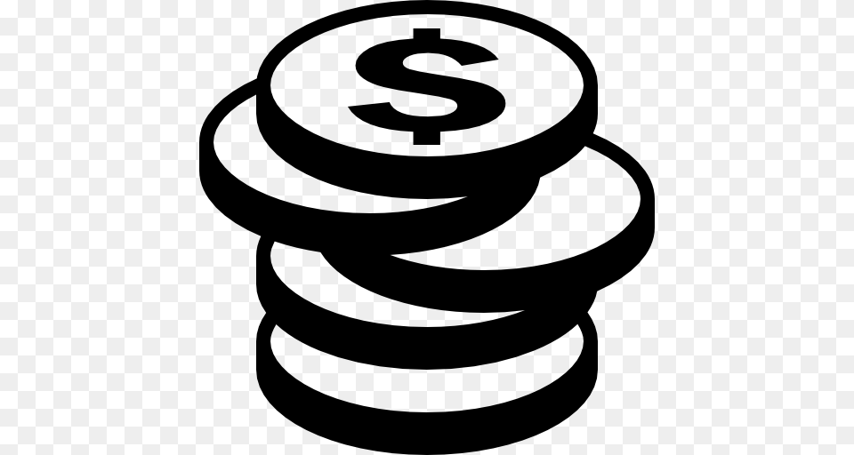 Coins Money Icon, Spiral, Coil, Stencil, Ammunition Png Image