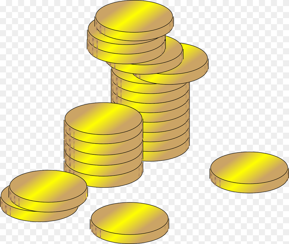 Coins Money Profit Wealth Financial Gold Euro Coins Money Clip Art, Appliance, Ceiling Fan, Coin, Device Free Png