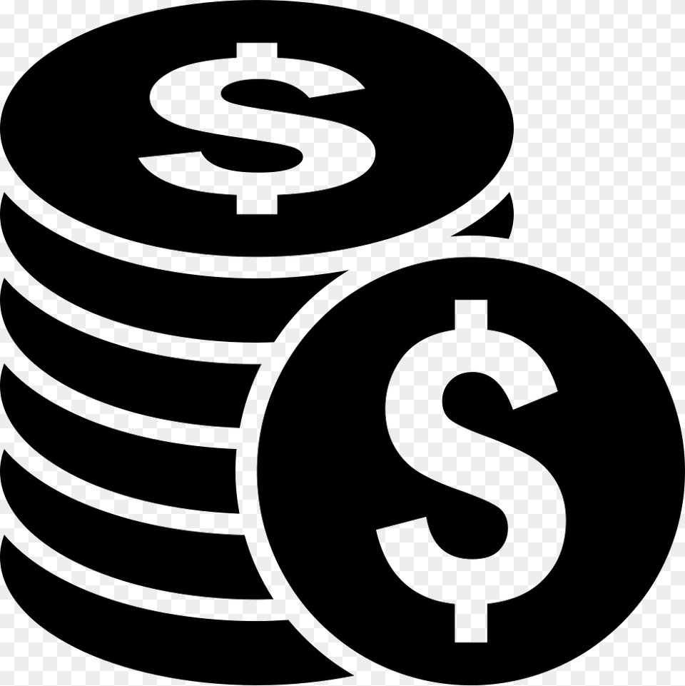 Coins Of Dollars Stack Dollar Coin Icon, Number, Symbol, Text, Ammunition Free Png Download