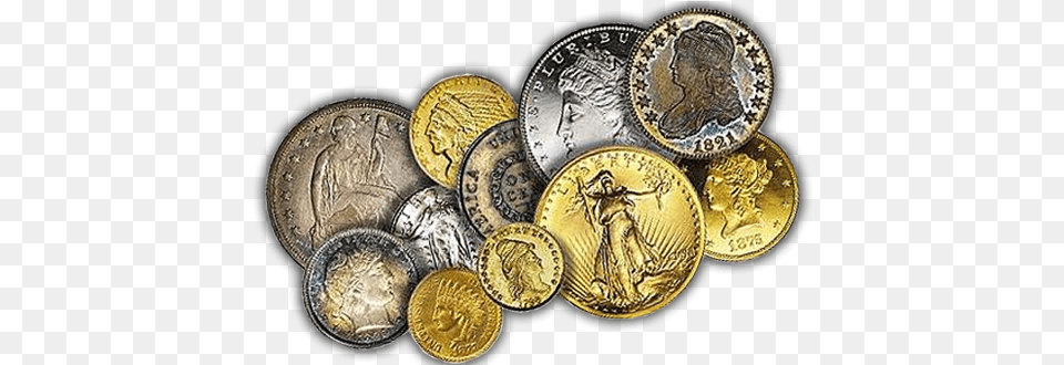 Coins Picture Hq Image Freepngimg Gold And Silver Coins, Treasure, Accessories, Jewelry, Locket Free Png Download