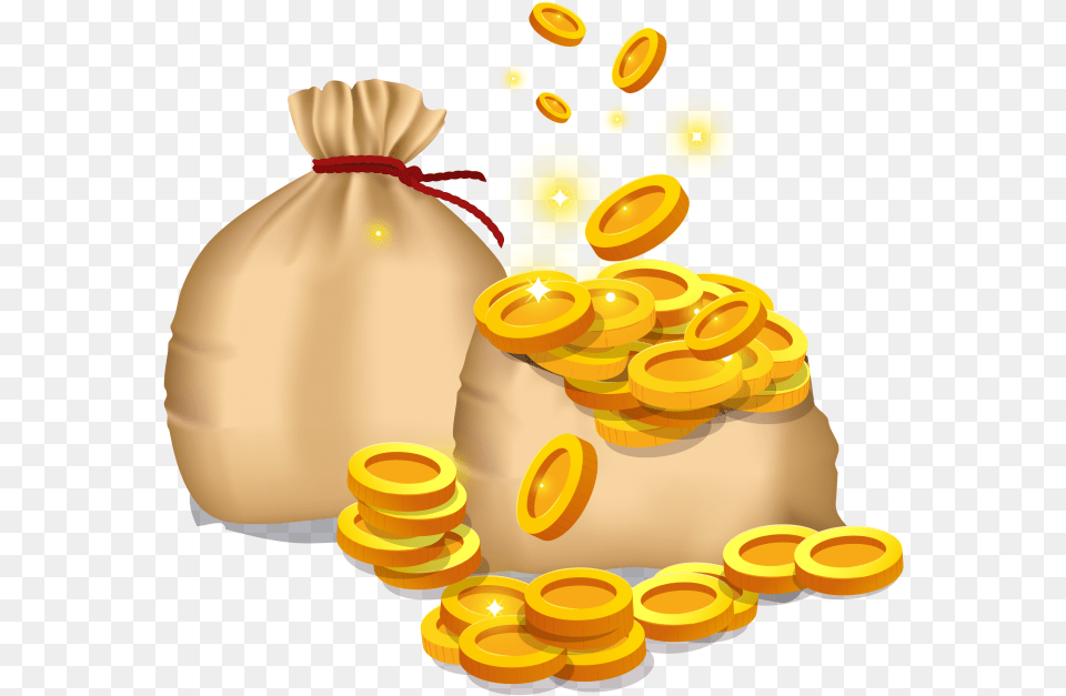 Coins Treasure Image Download Bolsa De Dinero, Bag, Tape Free Transparent Png