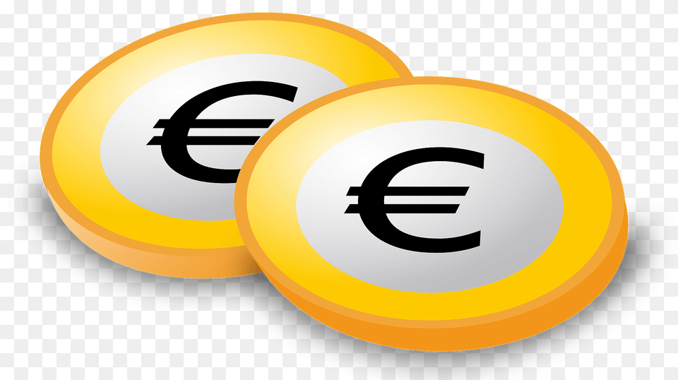 Coins With Euro Sign Clipart, Badge, Logo, Symbol, Number Free Png