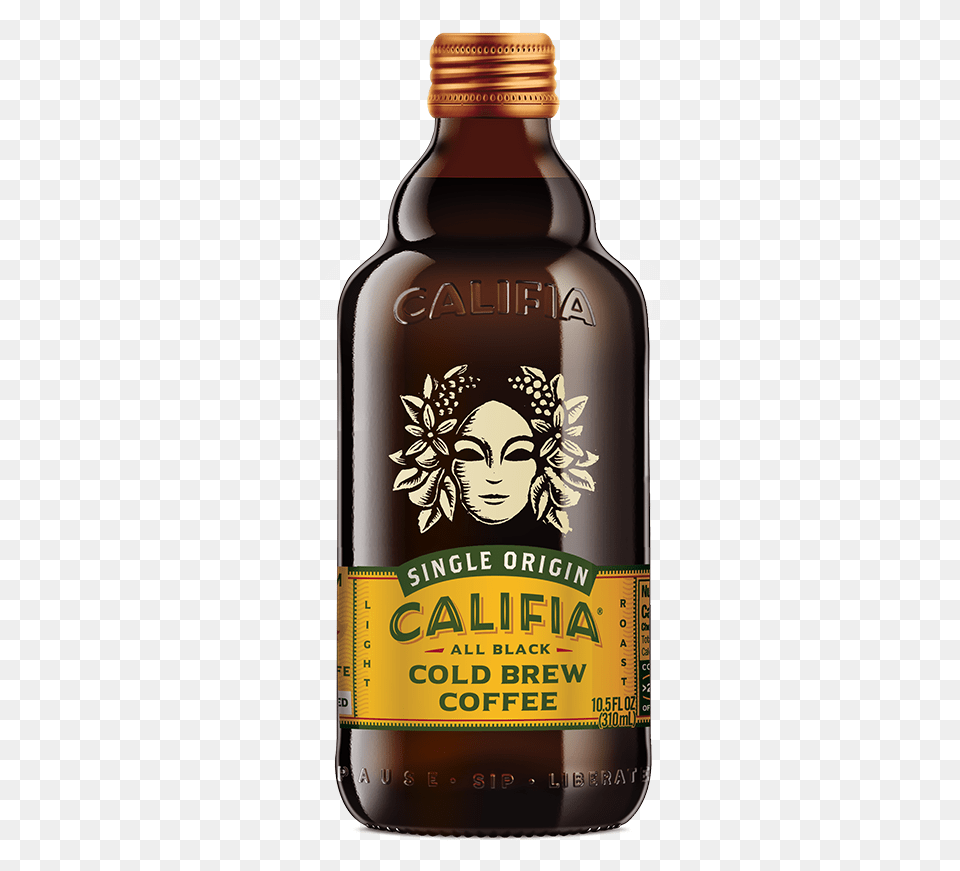 Cold Brew Black Coffee Single Origin Califia Farms, Alcohol, Beer, Beverage, Bottle Png Image
