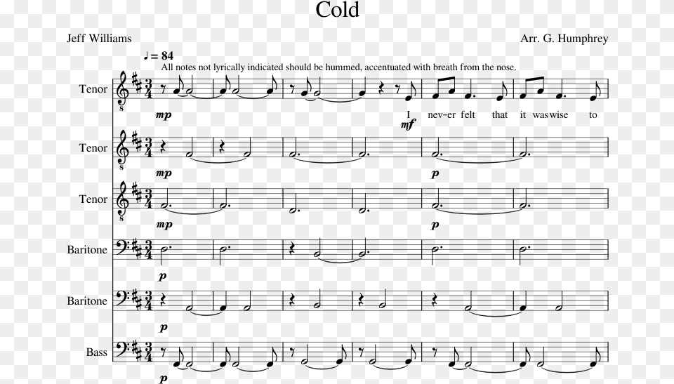 Cold Sheet Music Composed By Arr Ulali, Gray Png Image