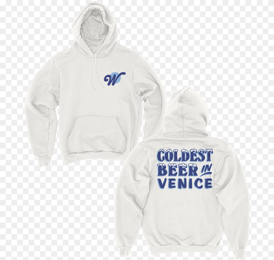 Coldest Beer In Venice Sweatshirt Hoodie, Clothing, Hood, Knitwear, Sweater Png Image