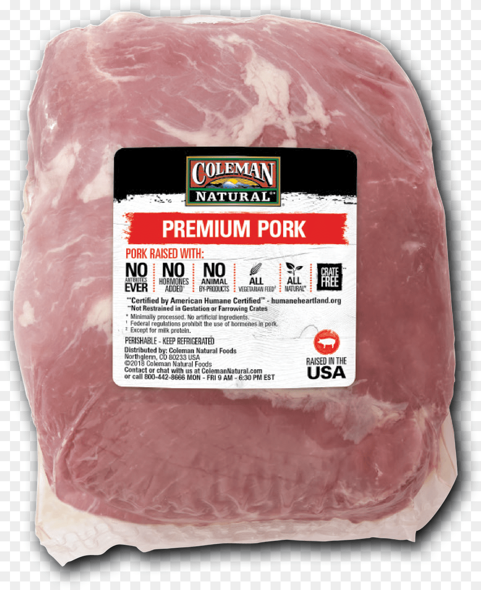 Coleman Natural Boneless Pork Loin Roast Number Brisket, Food, Ham, Meat Png Image