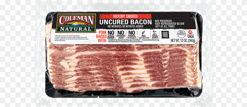 Coleman Natural Uncured Hickory Smoked Bacon Image Coleman Natural Bacon Uncured Hickory Smoked, Food, Meat, Pork Png