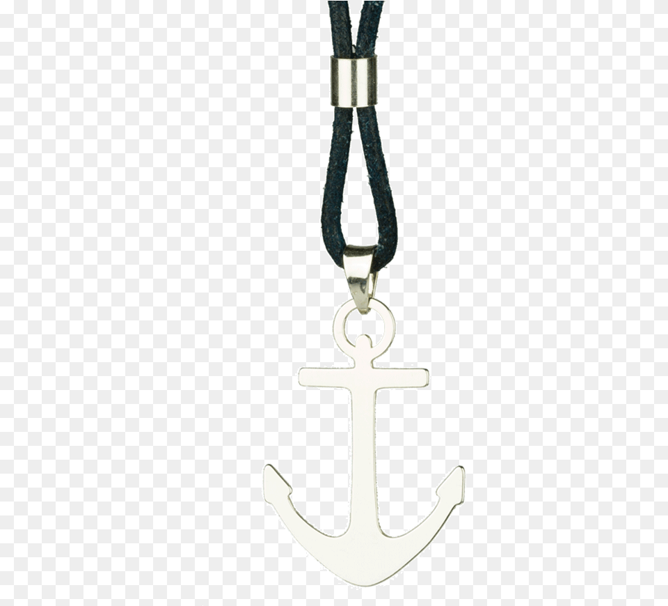 Colgante Ancla De Plata Con Cordn De Cuero Locket, Electronics, Hardware, Hook, Anchor Free Png Download