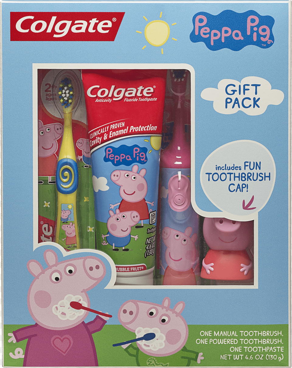 Colgate Kids Toothbrush Toothpaste Toothbrush Cap Peppa Pig Png