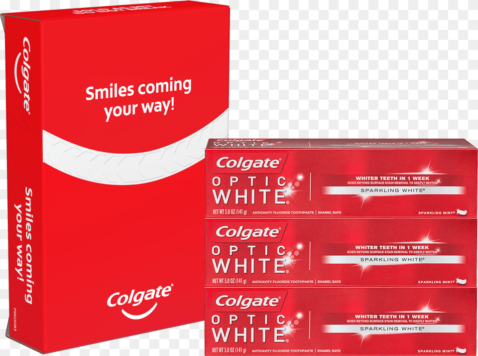 Colgate Optic White Whitening Toothpaste Sparkling, Bottle, Box Free Transparent Png