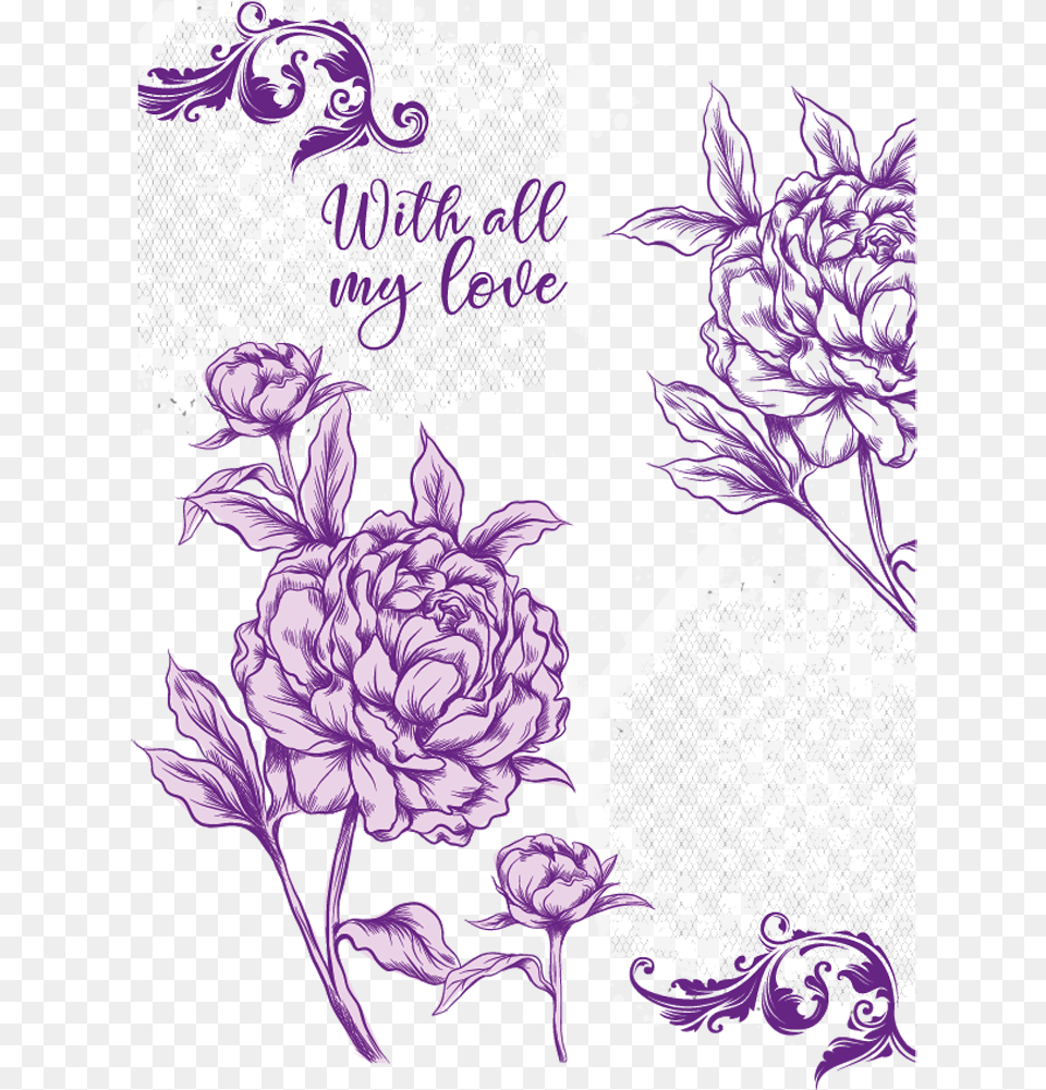 Collage By Crafters Companion Stamp Floribunda, Art, Dahlia, Floral Design, Flower Png Image