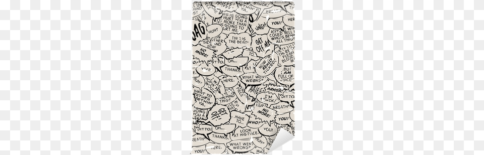 Collage Of Comic Book Dialogue Bubbles Wall Mural Comic Strip Background Black And White, Handwriting, Text, Art, Doodle Free Png Download