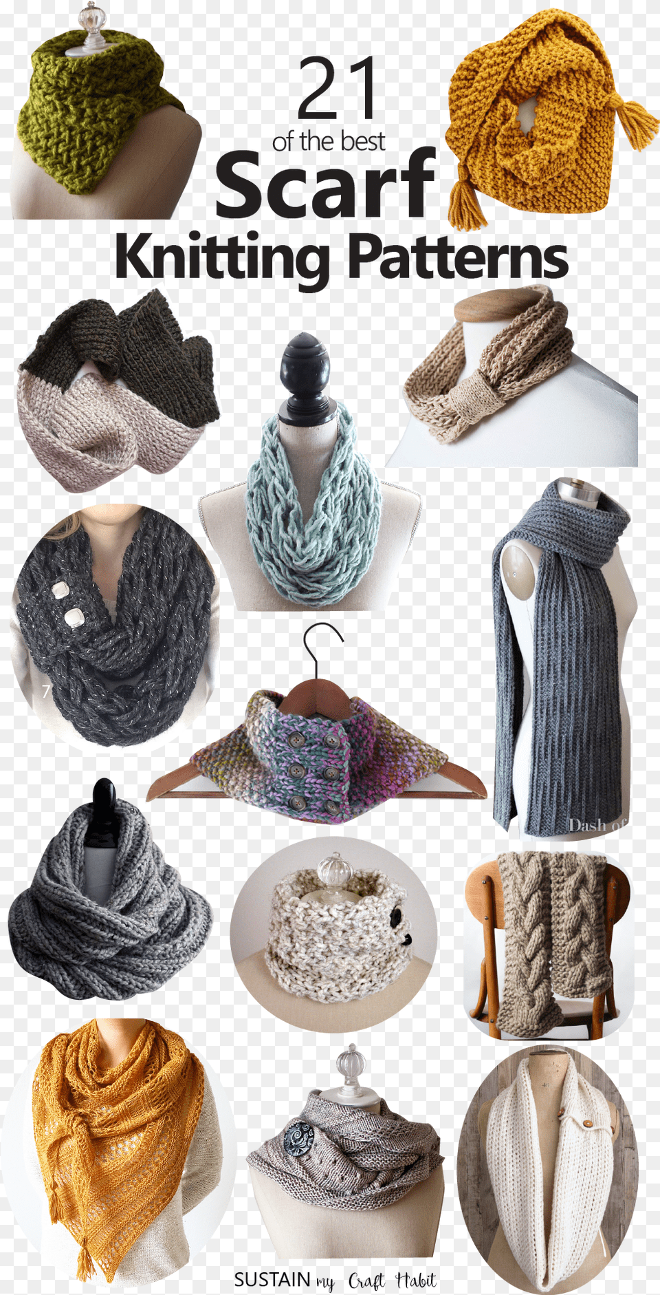 Collage Of Showing 14 Different Scarf Knitting Crochet, Clothing, Adult, Person, Woman Free Transparent Png