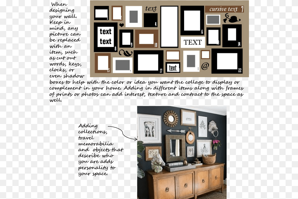 Collage Wall How To Make A Collage Wall Interior, Cabinet, Furniture, Sideboard, Indoors Free Png Download