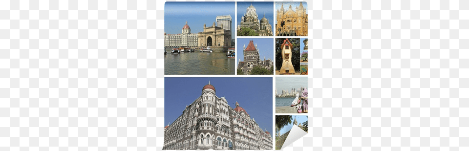 Collage With Landmarks Of Indian City Mumbai Wall Mural Taj Mahal Palace Amp Tower, Art, Urban, Metropolis, Clock Tower Png Image
