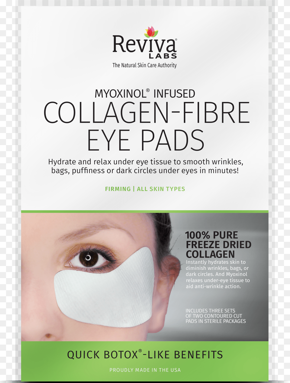 Collagen Fibre Eye Pads With Myoxinol, Advertisement, Poster, Face, Head Png Image