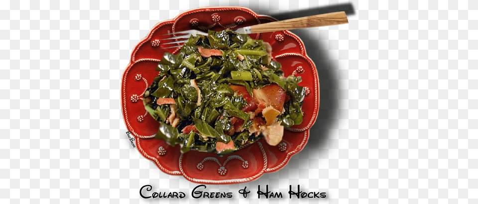 Collard Greens And Ham Hocks Collard Greens, Cutlery, Fork, Food, Leafy Green Vegetable Free Transparent Png