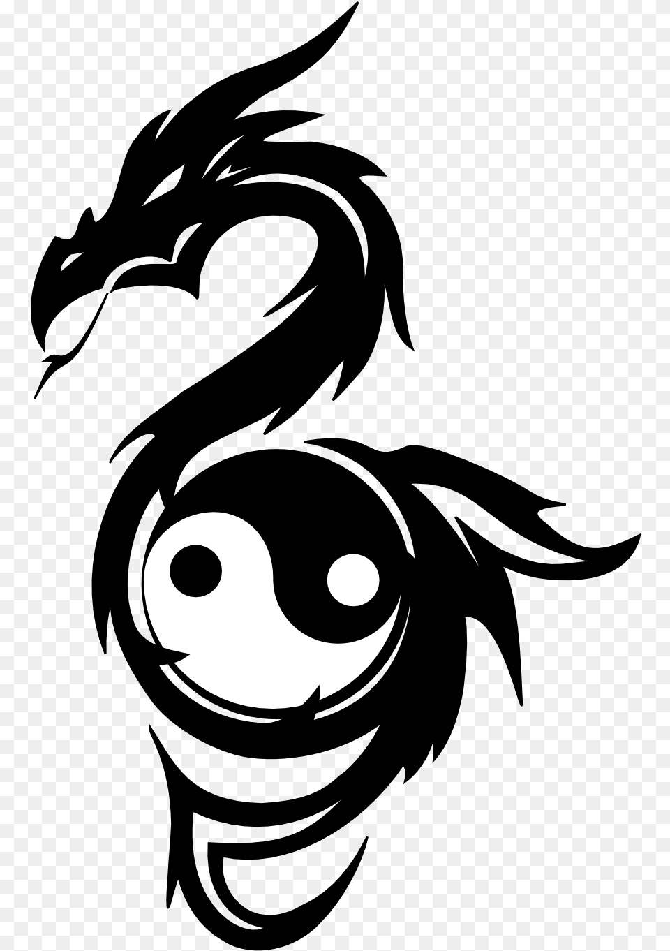 Collection Of 25 Yin Yang Dragons Tattoos Dragon With Yin Yang, Stencil, Head, Person, Face Free Transparent Png