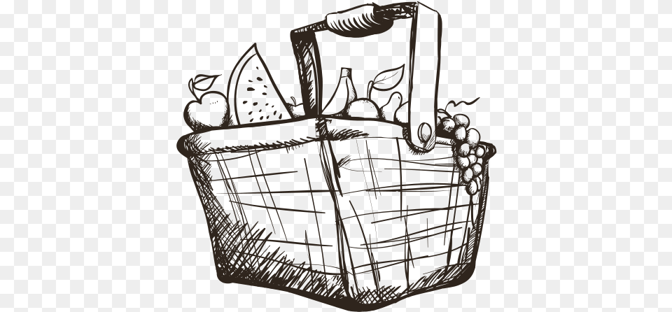 Collection Of Basket Drawing Easy Fruit Fruits Inside Basket Art, Shopping Basket, Furniture Png Image