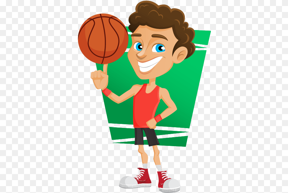 Collection Of Basketball Players Clipart Cartoon Character With Basketball, Boy, Child, Person, Male Free Transparent Png