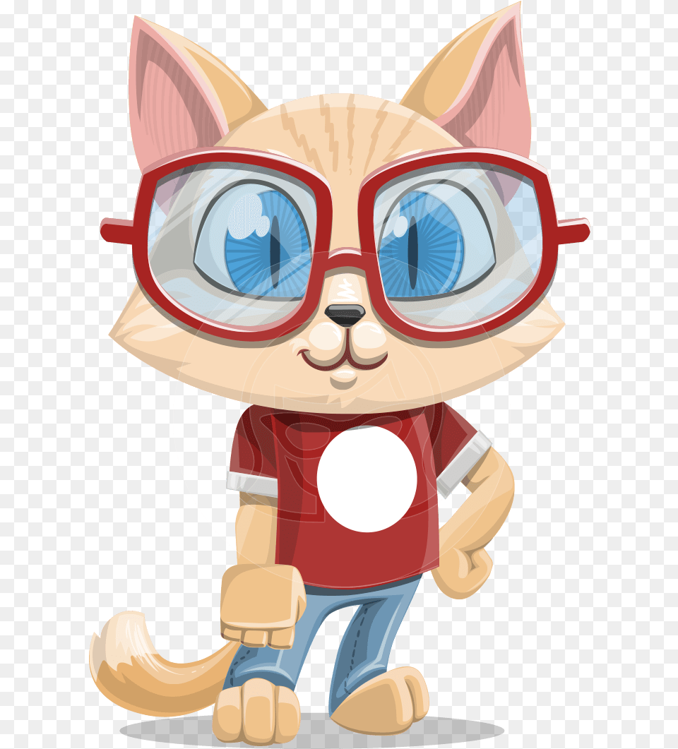Collection Of Cat Vector Cartoon Cat Characters, Accessories, Glasses, Baby, Person Png Image